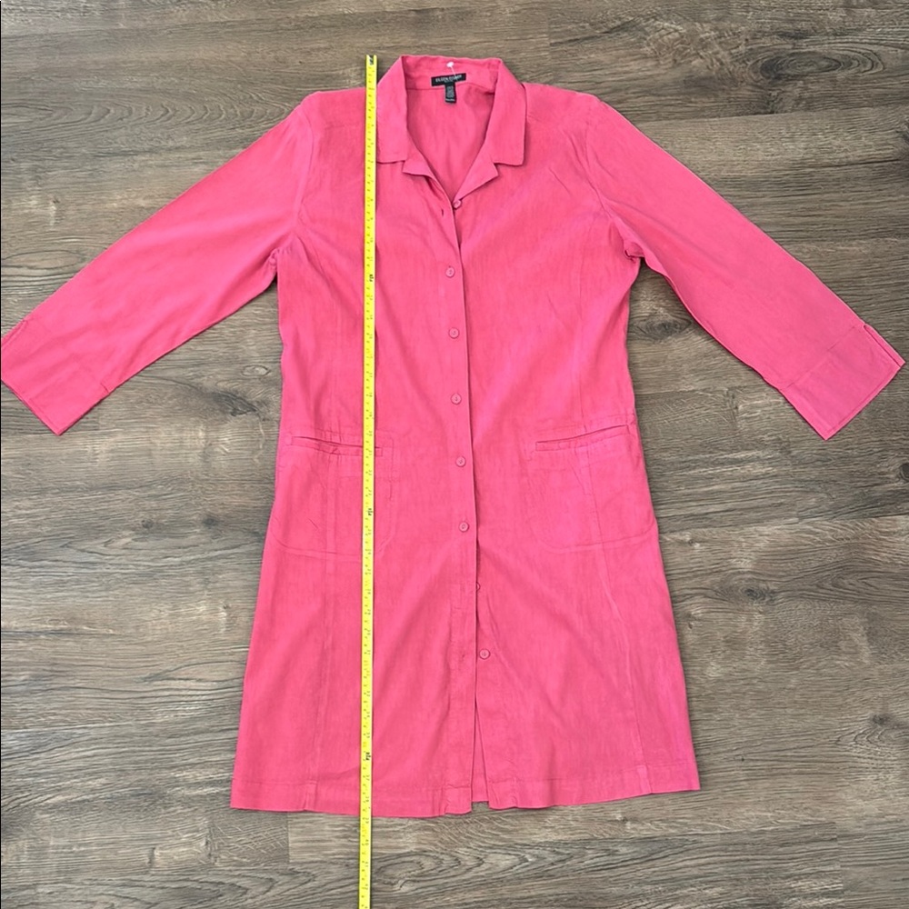 Eileen Fisher Pink Linen Linen LS Split Cuff Dress
